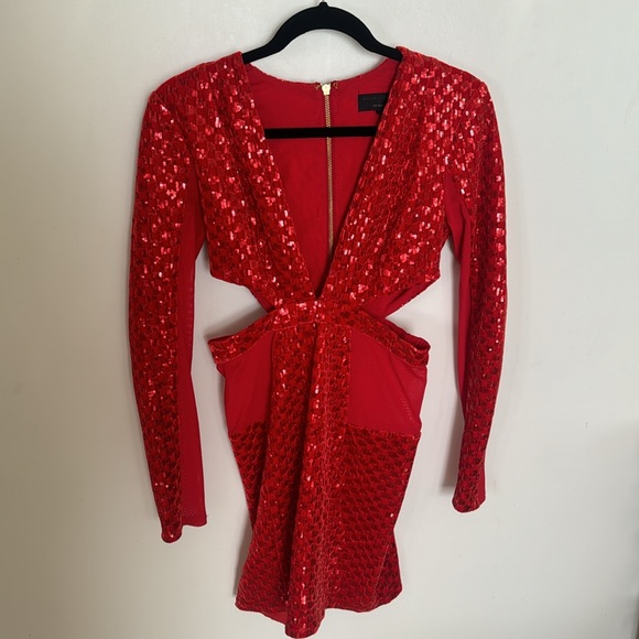 Micheal Costello red sequin Elise dress size small - Picture 4 of 16